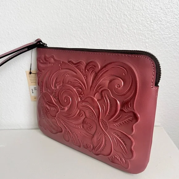 Patricia Nash Cassini Tool Old Rose Italian Leather Wristlet Clutch NWT - Picture 5 of 8